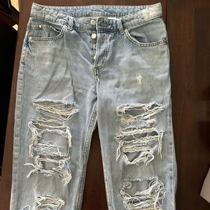 Distressed Light Blue Jeans